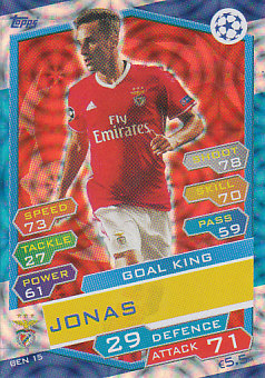 Jonas SL Benfica 2016/17 Topps Match Attax CL Goal King #BEN15